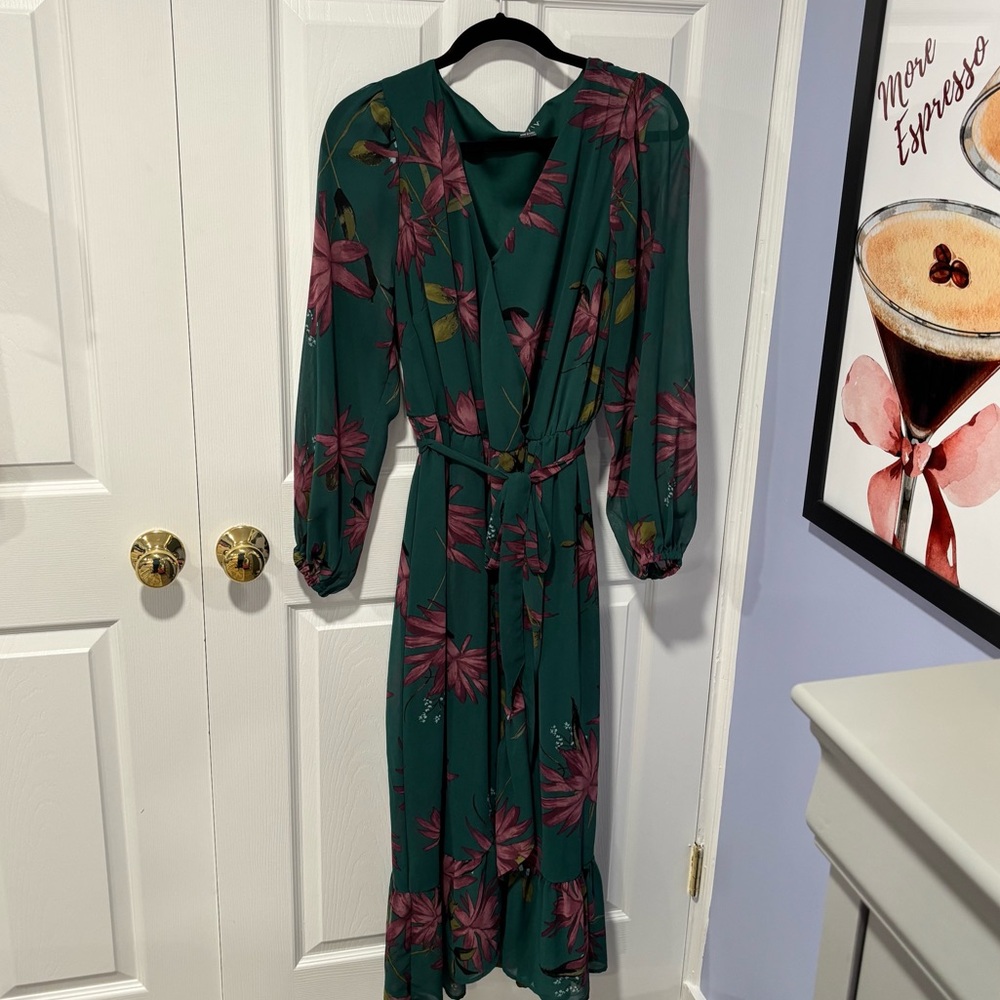 Ava & Viv Green and Purple Floral Long Sleeve Dress